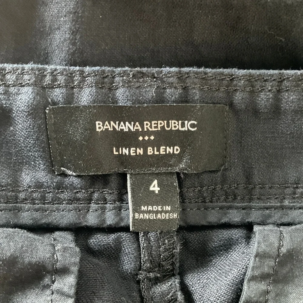 Banana Republic Pants Womens 4 Black Linen‎ Cotton Wide Leg Pleated Minimalist